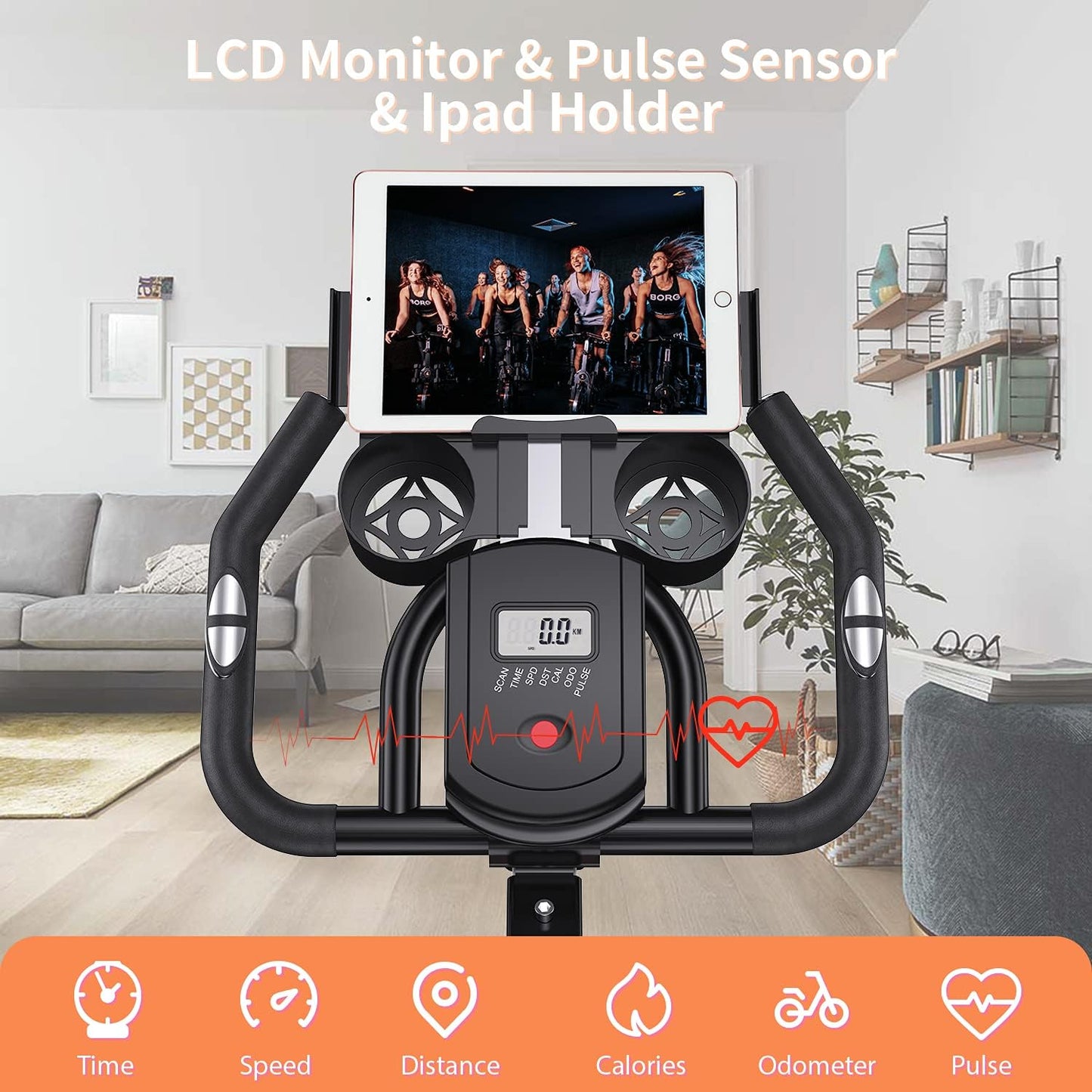 Exercise Bike, Indoor Cycling Bike Stationary Bikes with Heart Rate Sensor, Comfortable Seat Quiet Belt Driven, Workout Exercise Bike for Home Indoor Cardio