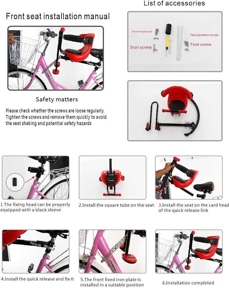 Front Mounted Baby Bike Seat, Universal Kids Bike Seat for Children, Front Mount Bike Child Seats Safety Seat for Bikes Kids Safety Carrier Front Seat