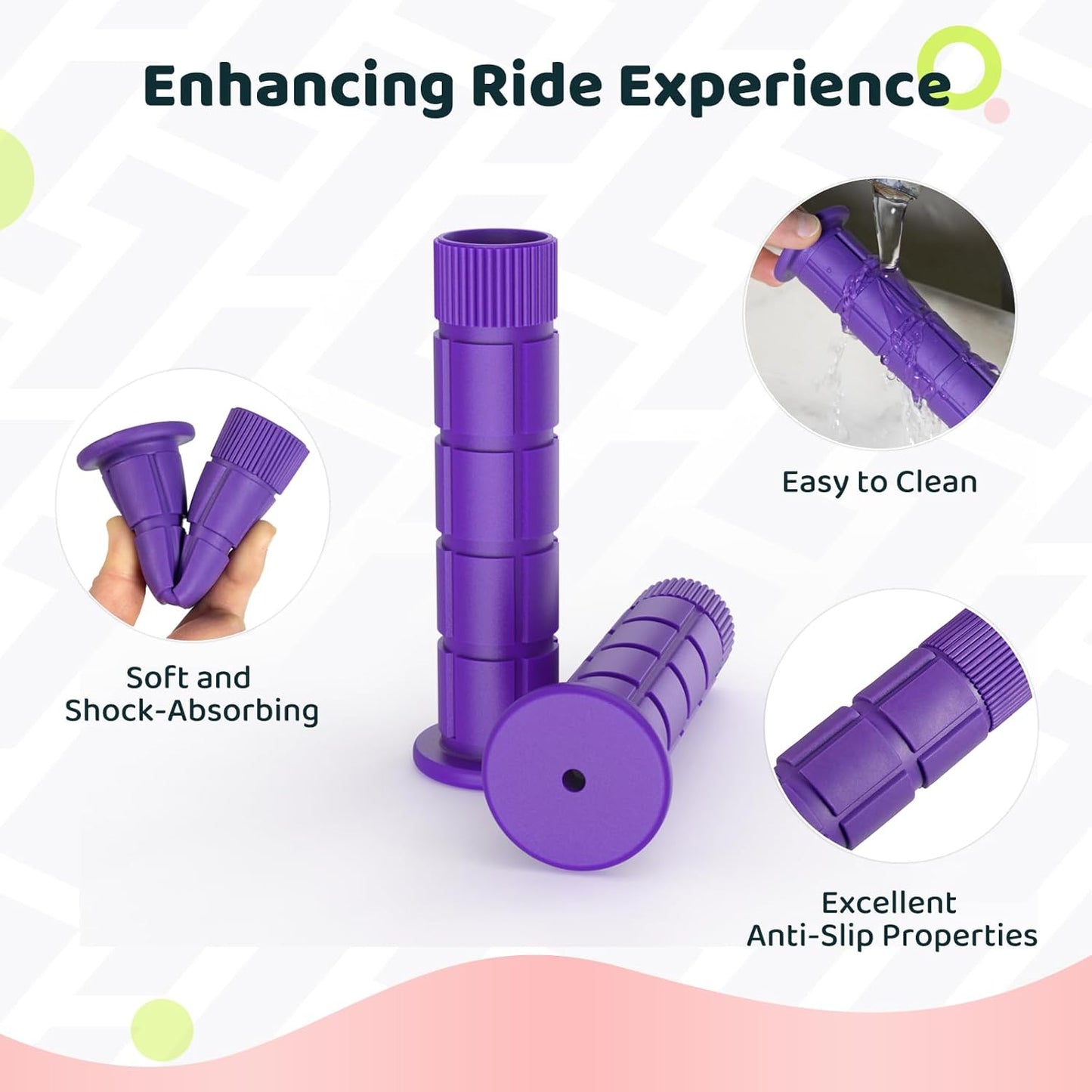 Bike Handlebar Grips, for Kids Girls Boys Bikes, Balance Bikes, Road Bikes and Sctoors, Length 4.9", Soft and Comfortable