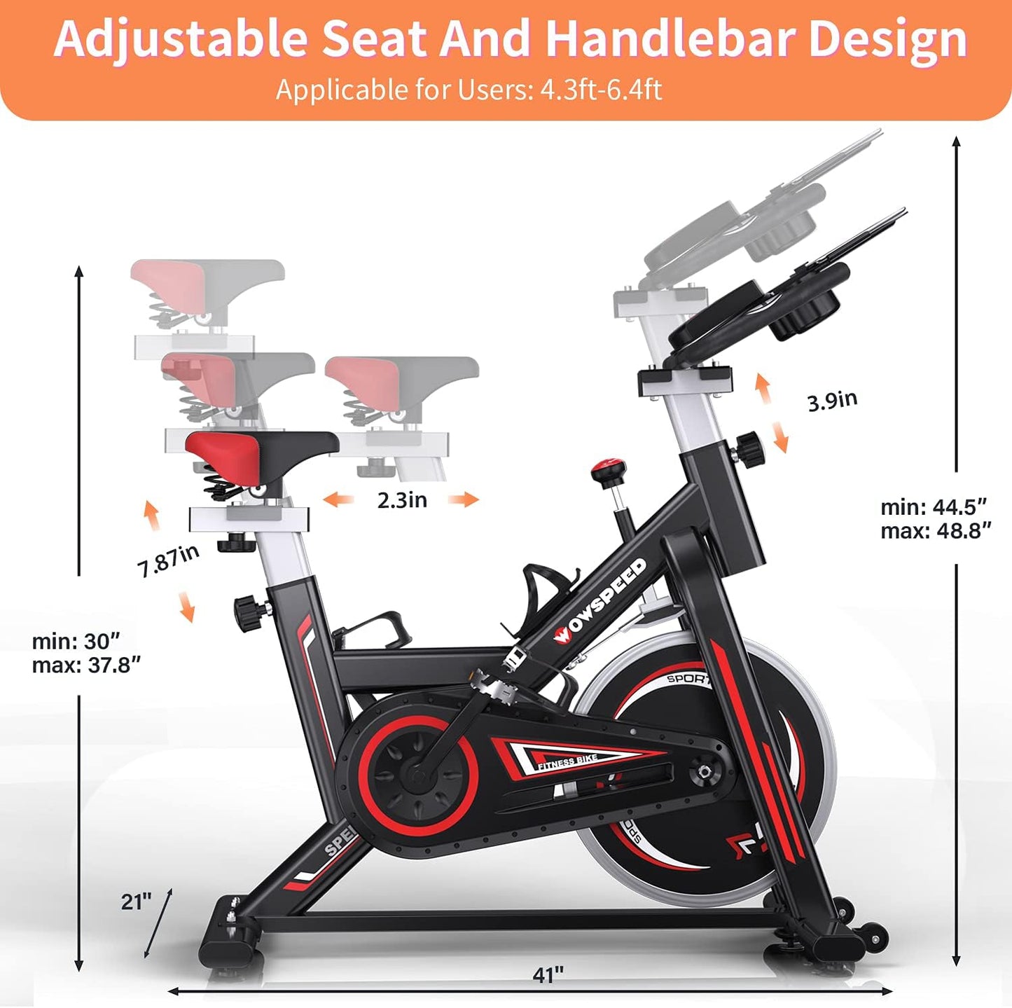 Exercise Bike, Indoor Cycling Bike Stationary Bikes with Heart Rate Sensor, Comfortable Seat Quiet Belt Driven, Workout Exercise Bike for Home Indoor Cardio