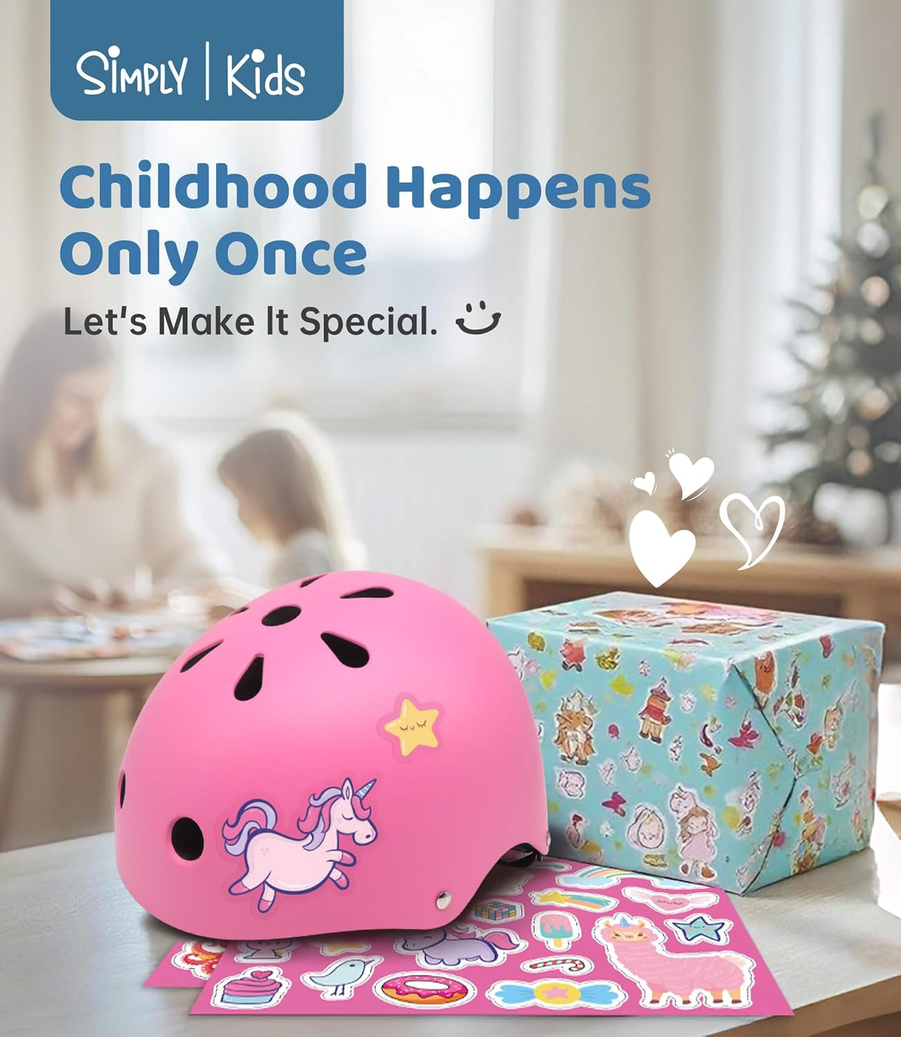 Bike Helmet with DIY Stickers, CPSC & CE Certified - Toddler Helmet for Skateboard Roller-Skating Bicycle Scooter