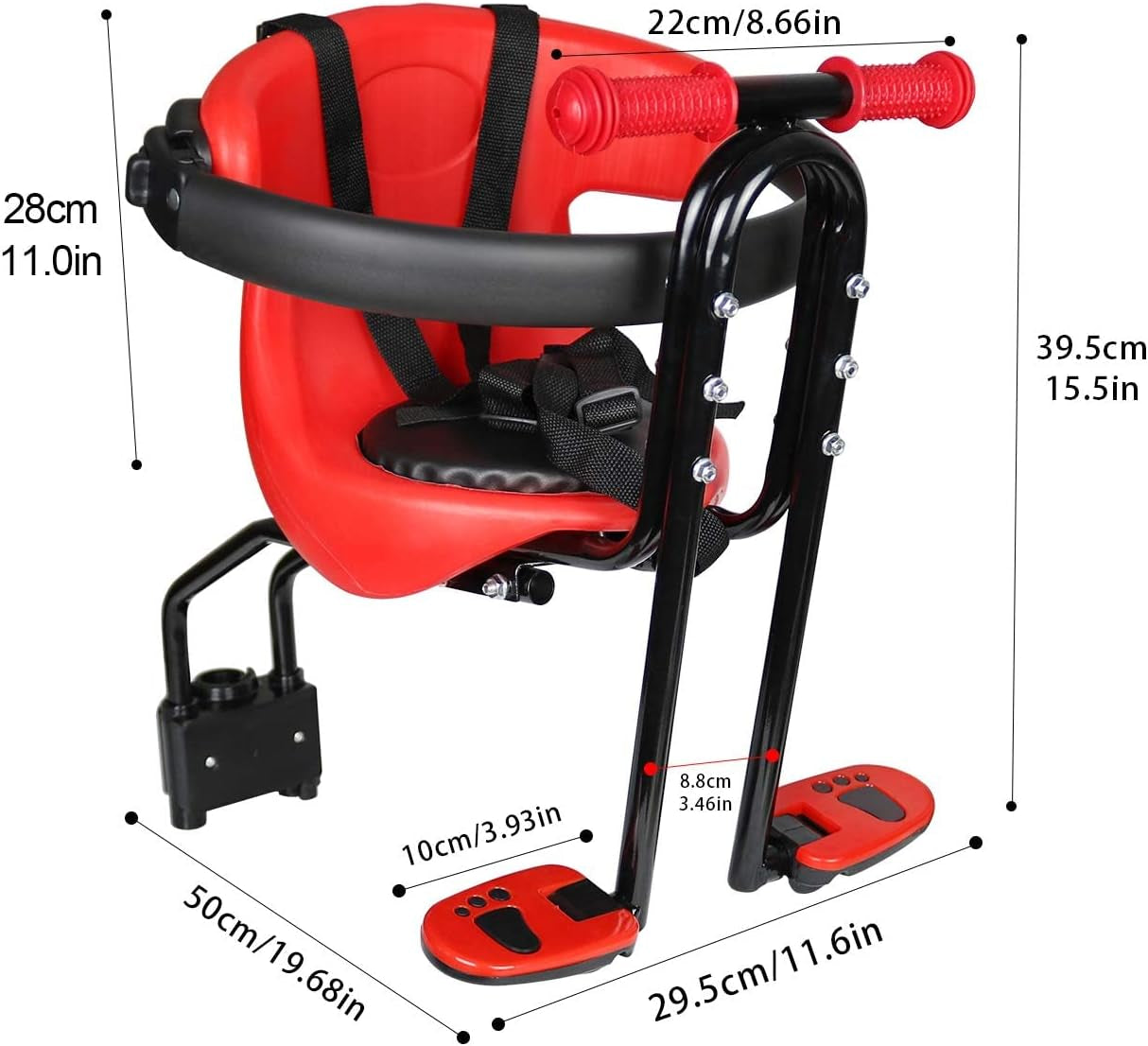 Baby Bicycle Seat - Front Mounted Child Bike Seat with Handrail, Kids Bike Seat for Adult Bike