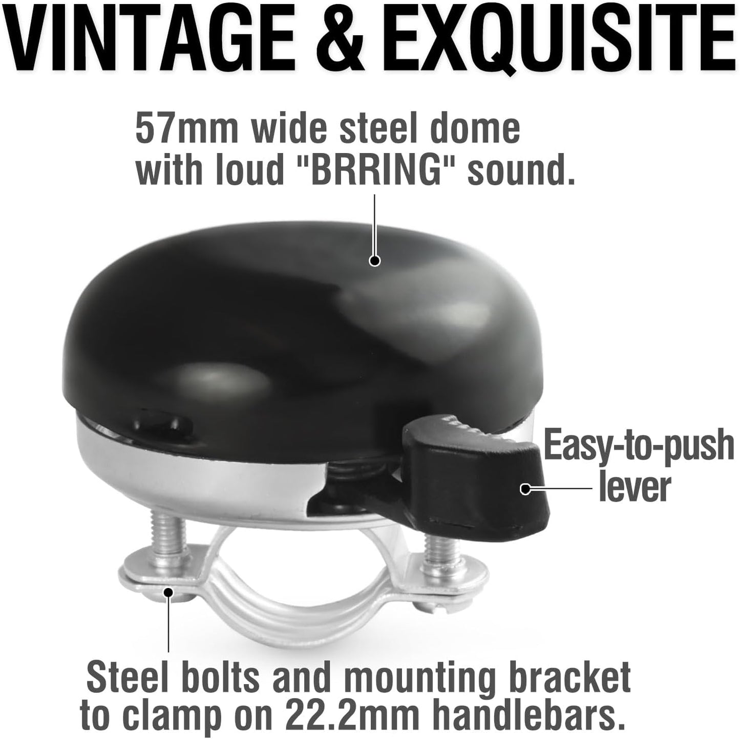 Beach Cruiser Bike Bell – Classic Bicycle Bell Design for Adults and Kids with Traditional Ring Sound