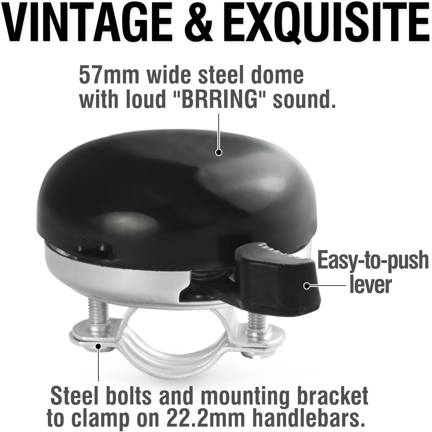 Beach Cruiser Bike Bell – Classic Bicycle Bell Design for Adults and Kids with Traditional Ring Sound
