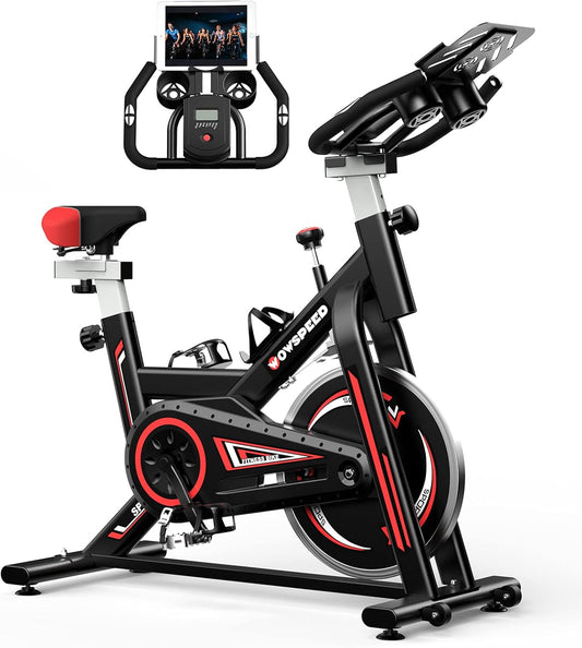 Exercise Bike, Indoor Cycling Bike Stationary Bikes with Heart Rate Sensor, Comfortable Seat Quiet Belt Driven, Workout Exercise Bike for Home Indoor Cardio