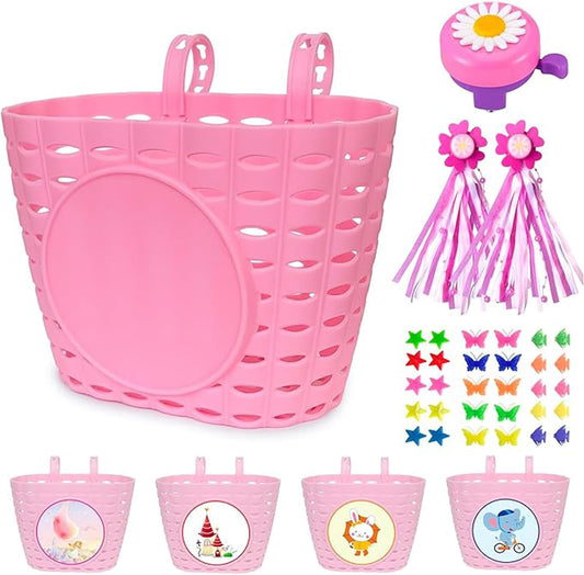 Bicycle Basket Boys and Girls Bike Basket Toddler Bike Baskets Front Handlebar Bike Basket Kid Bicycle Basket Bike Accessories for Girls