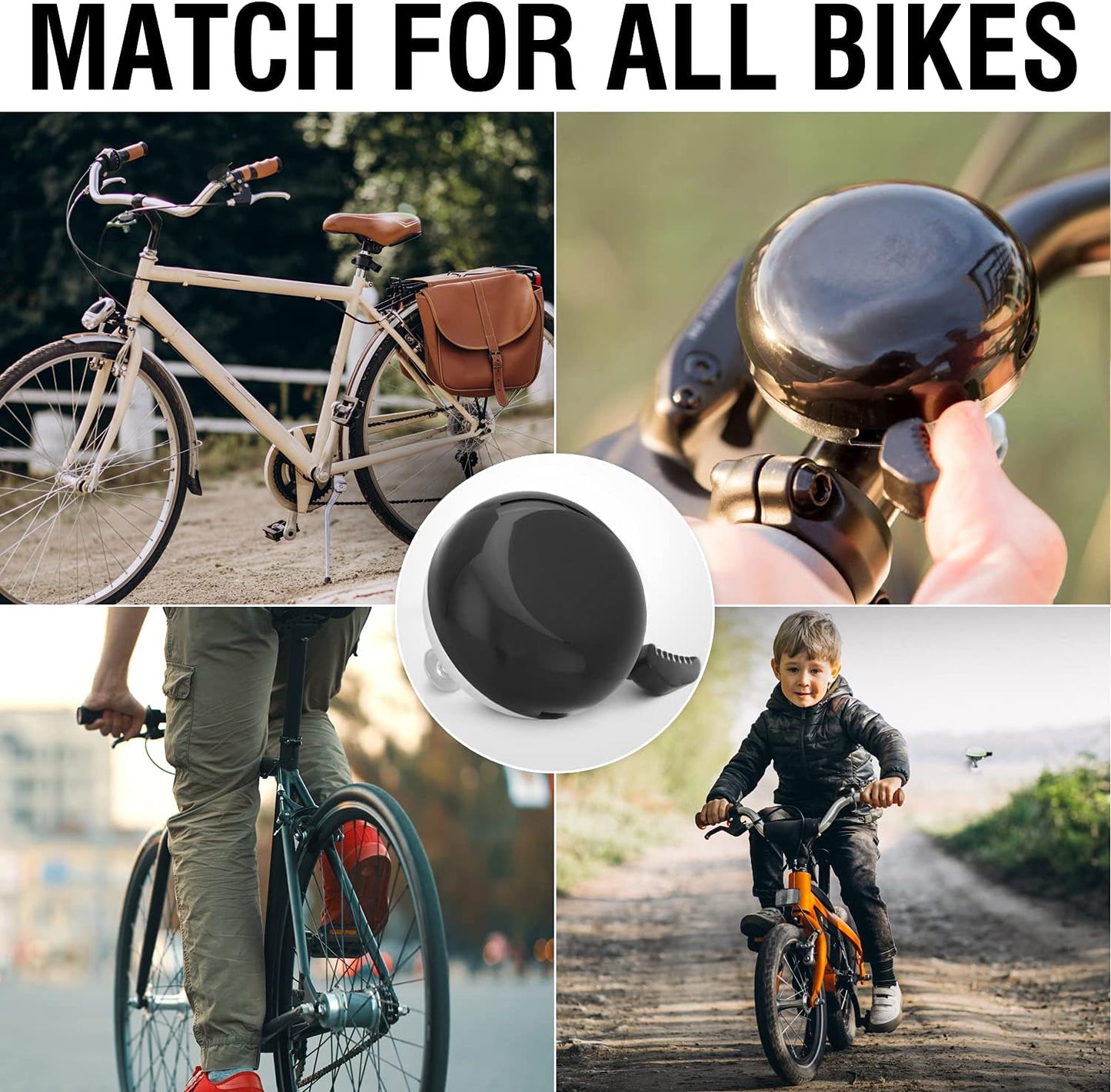 Beach Cruiser Bike Bell – Classic Bicycle Bell Design for Adults and Kids with Traditional Ring Sound