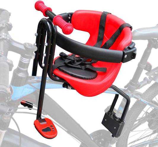Baby Bicycle Seat - Front Mounted Child Bike Seat with Handrail, Kids Bike Seat for Adult Bike