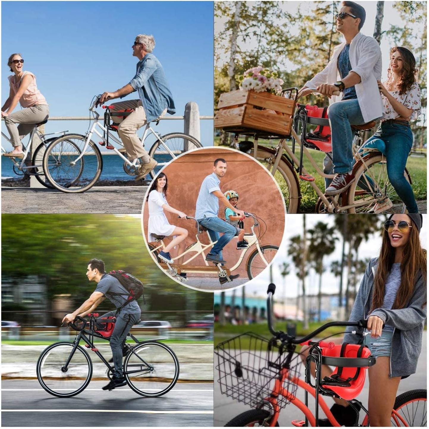 Baby Bicycle Seat - Front Mounted Child Bike Seat with Handrail, Kids Bike Seat for Adult Bike